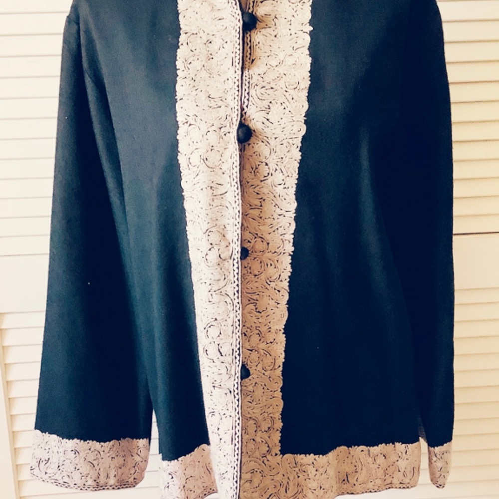 Handmade Wool Indian Jacket W/ Silk Embroidery